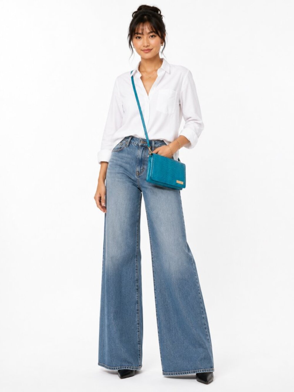 Stephanie Johnson Teal Textured Crossbody Bag